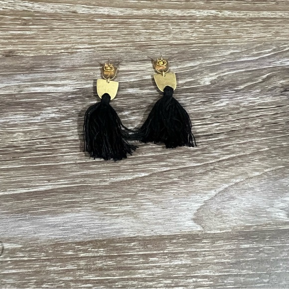 BLACK AND GOLD TASSEL EARRINGS MADEWELL - Picture 2 of 4